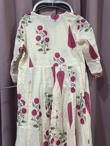 Cream Floral Print Kurta