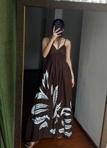Brown Printed Fit&amp;Flared Maxi Dress 🤎🐻