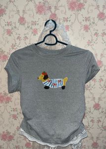 Printed Pullover Tshirt ( Kawaii Dog Print )