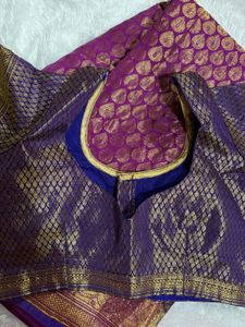 Beautiful Purple Saree With Fully Stitched Blouse