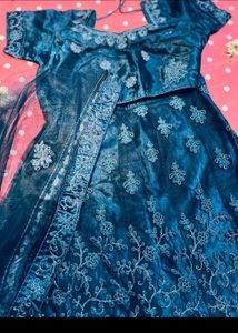 Teal Embroidered Lehenga
