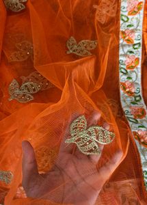 Creamy Orange embroidered Lehenga