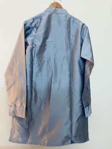 Gray Button-Down Kurta Set Silk