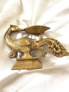 Antique Brass Peacock Lamp/ Anapakshi