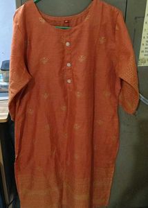 Orange Printed Kurta