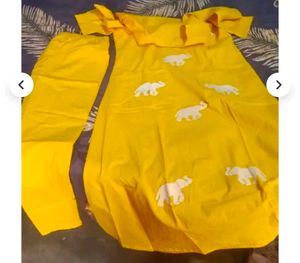 Yellow Elephant Print Kurti Set