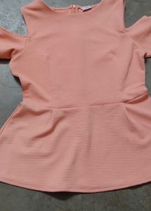 Peach Cold Shoulder Peplum Top