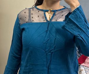 Elegant Teal Embellished Top