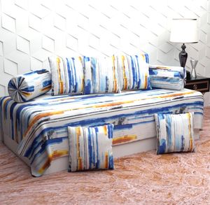 White Printed Diwan Set