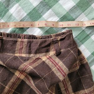 Plaid Wool Knee Length Skirt