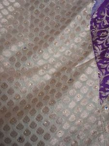Purple &amp; Beige Embellished Saree