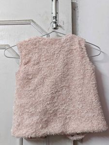 Peach Fur Half Jacket/ Coat For Girls