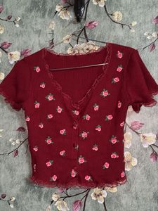Red Cute Crop Top