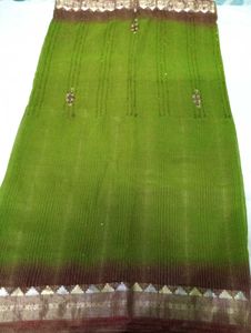Silk Saree green brown and golden ❤make offer ✨