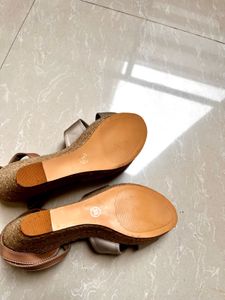 Women Golden Wedge Heels