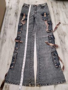 Sc9637 Style 12 Pocket Cargo Bootcut Jeans