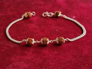 Silver Rudraksh Trendy Rakhi / Bracelet