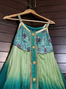 Women Festive Net Embroidered Anarkali Kurti