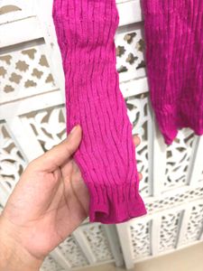 Korean Rose Ribbed Pullover Top ()