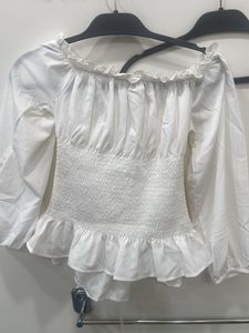 White Bardot Top With Off Shoulder