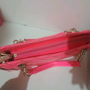 Hot Pink Quilted Chain Bag