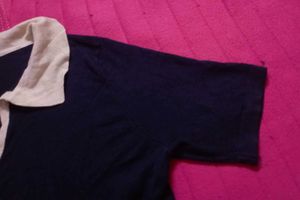 Navy V-Neck Knit Top