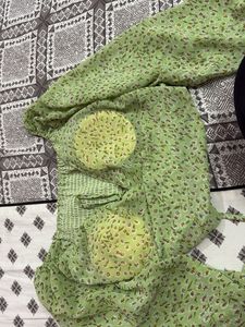 Green Floral Smocked Set