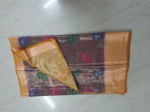 Synthetic Saree With Flower Design