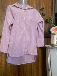 Pink Striped Shirt For Women