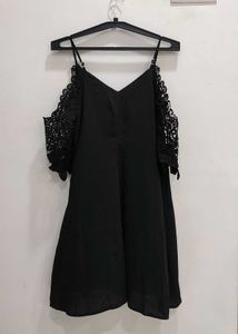 Sleeveless Cold Shoulder Black Dress