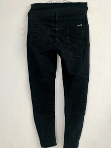 Black High Waisted Button Jeans