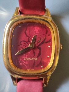 Sonata Red Rose Women Watch