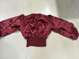 Maroon Satin Top
