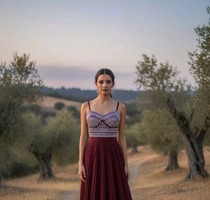 Maroon Embellished Gown