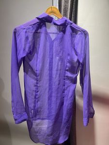 Sheer Purple Button-Down Top