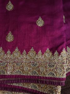 Elegant Maroon Embroidered Saree