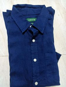 NEW ORVIS Navy Blue linen Shirt