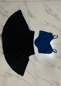 Black Skirt and Blue Top Set