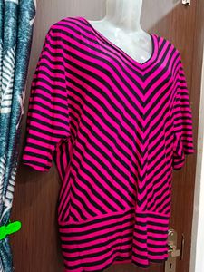 Pink And Black Stripped Top