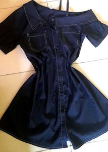 Black Mini Dress with White Stitching