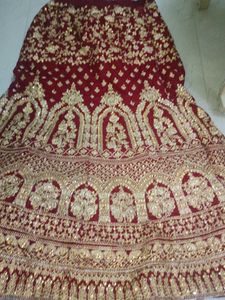Red &amp; Gold Embroidered Velvet Top