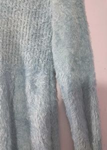 Blue Fuzzy Sweater Dress