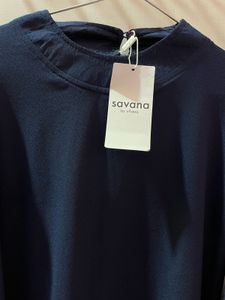 Chic Navy Blue Layered Sleeve Top