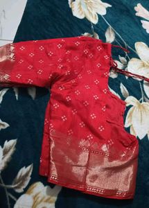 Red Cotton Joint  Bandhni Saree
