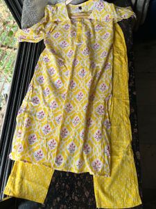 Pure cotton yellow kurta set