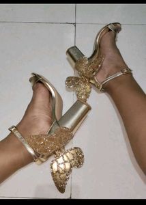 Moda-X Gold Butterfly Wing Heels
