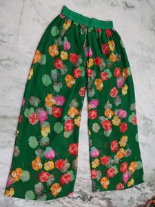 Floral Green Frock Naira Cut With Plazo