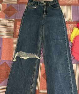 Ripped Wide-Leg Jeans