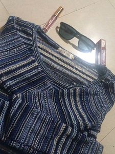 Striped Knit Crochet Top