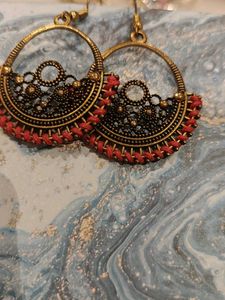 Red & Bronze Boho Earrings